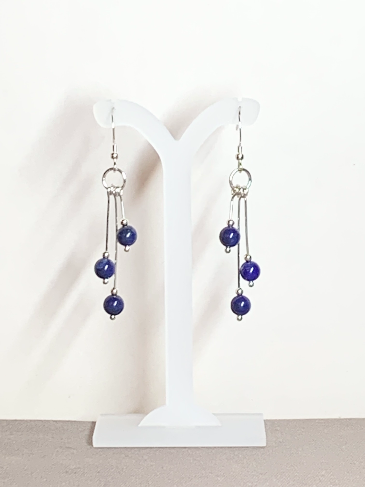Lapis Lazuli Earrings, Tri-dangle