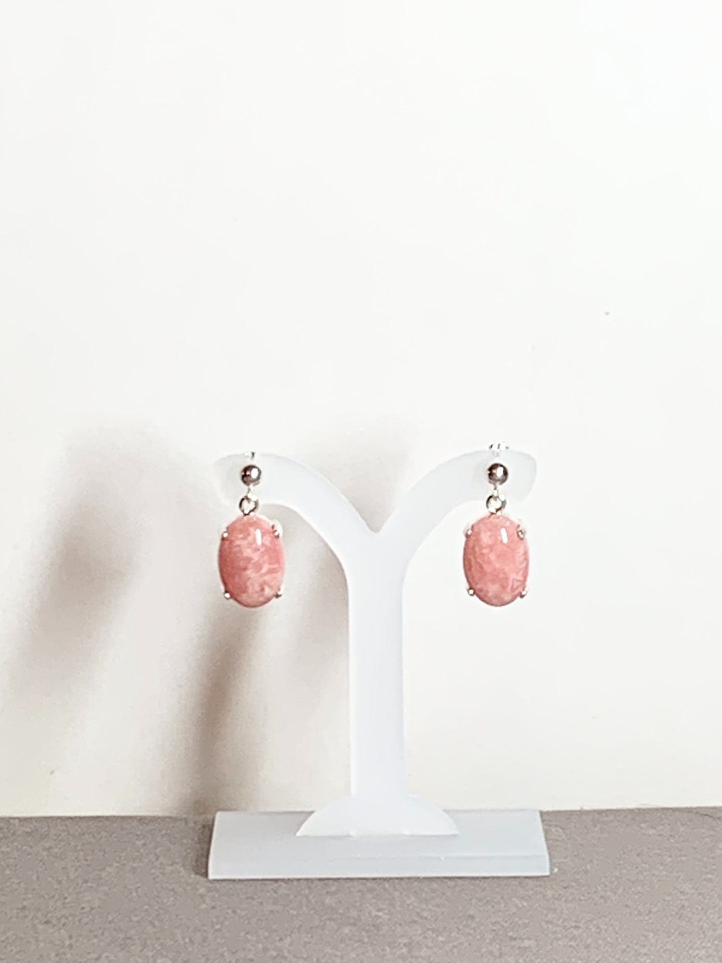 Rhodochrosite Earrings, Ball-and-post