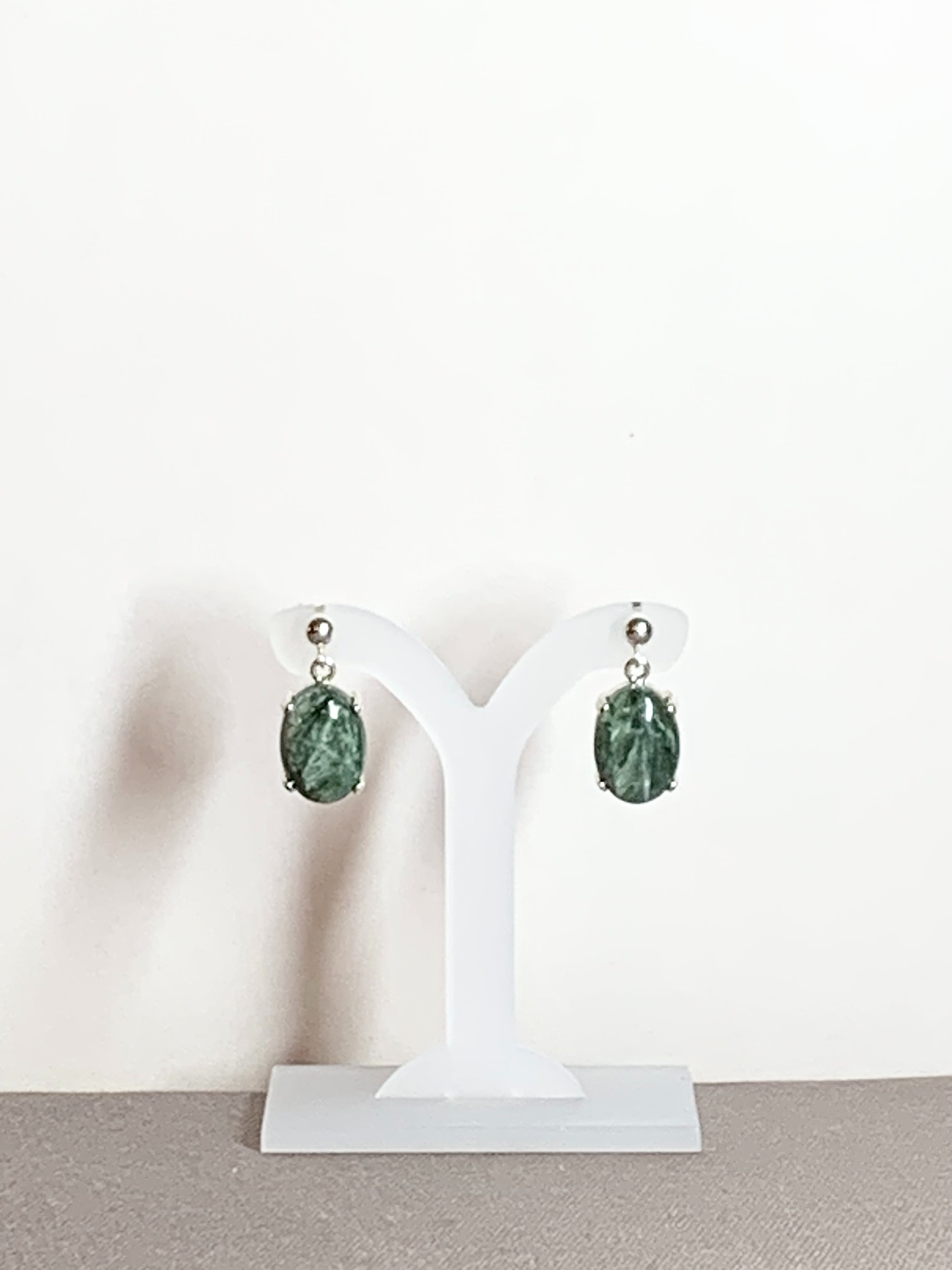 Seraphinite Earrings, Ball-and-post