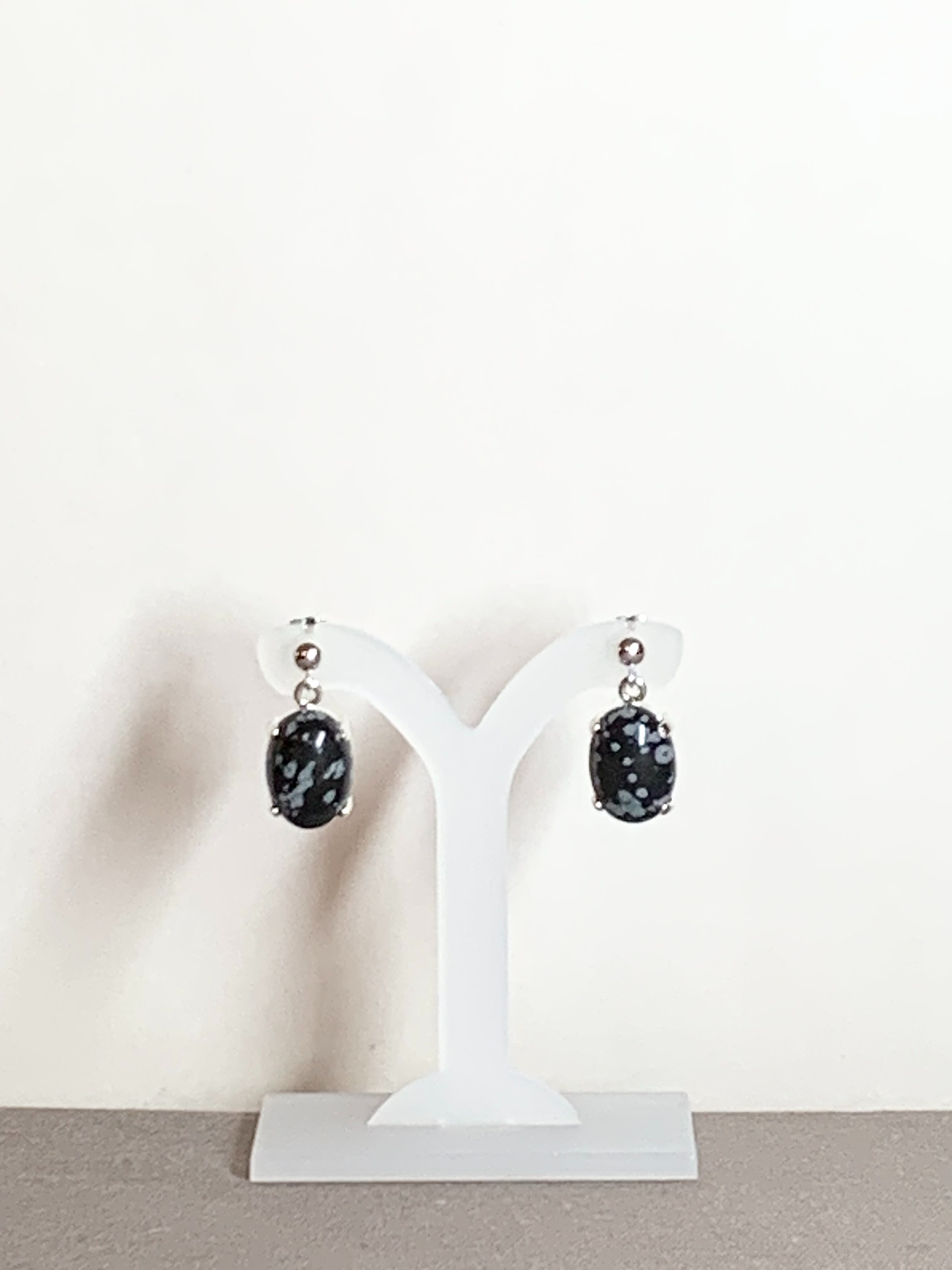 Snowflake Obsidian Earrings, Ball-and-post