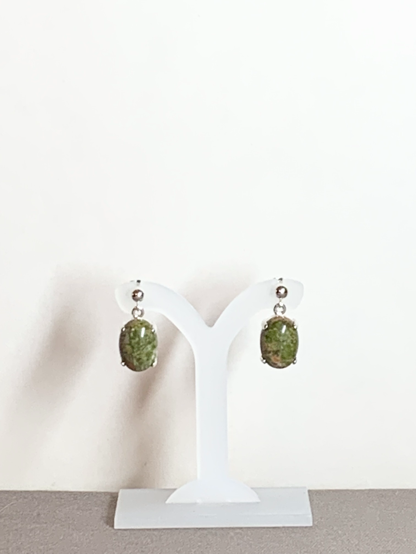 Unakite Earrings, Ball-and-post