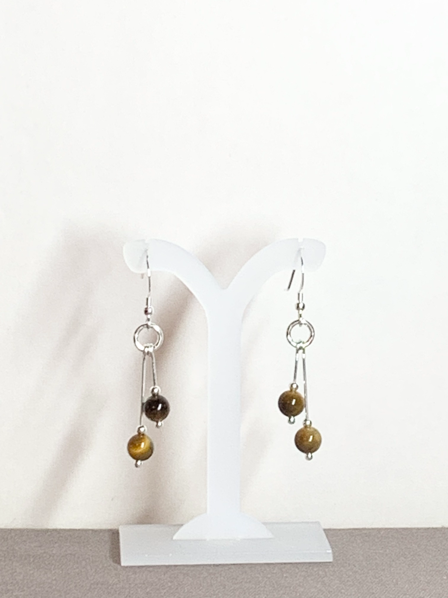 Tigereye Earrings, Bi-dangle