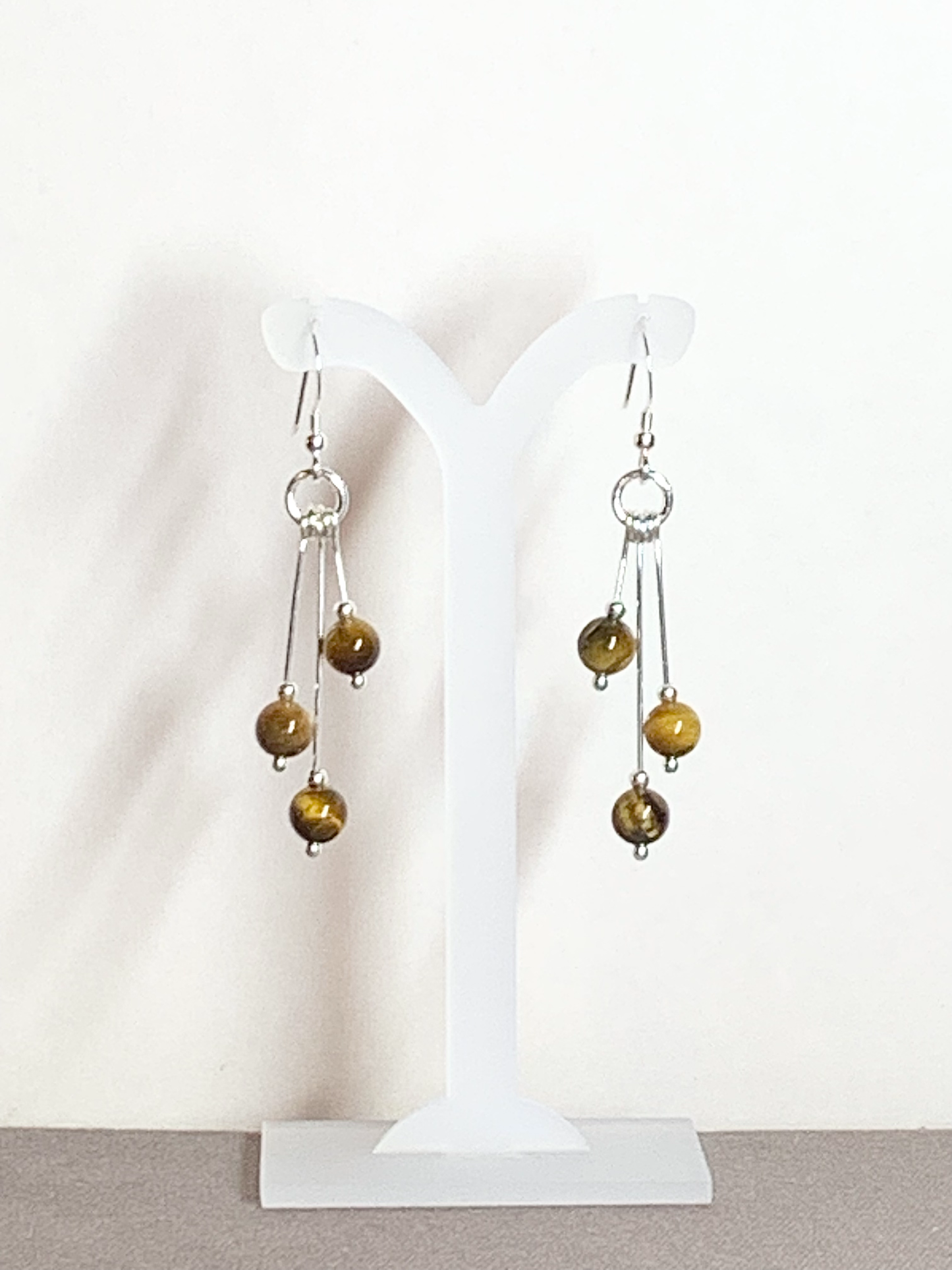 Tigereye Earrings, Tri-dangle