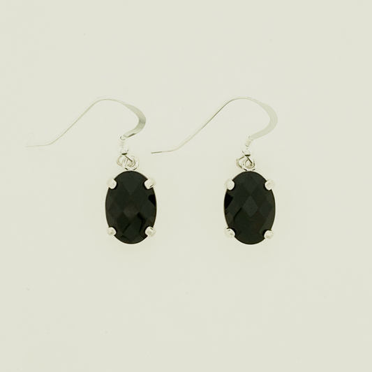 Black Onyx Earrings, Faceted