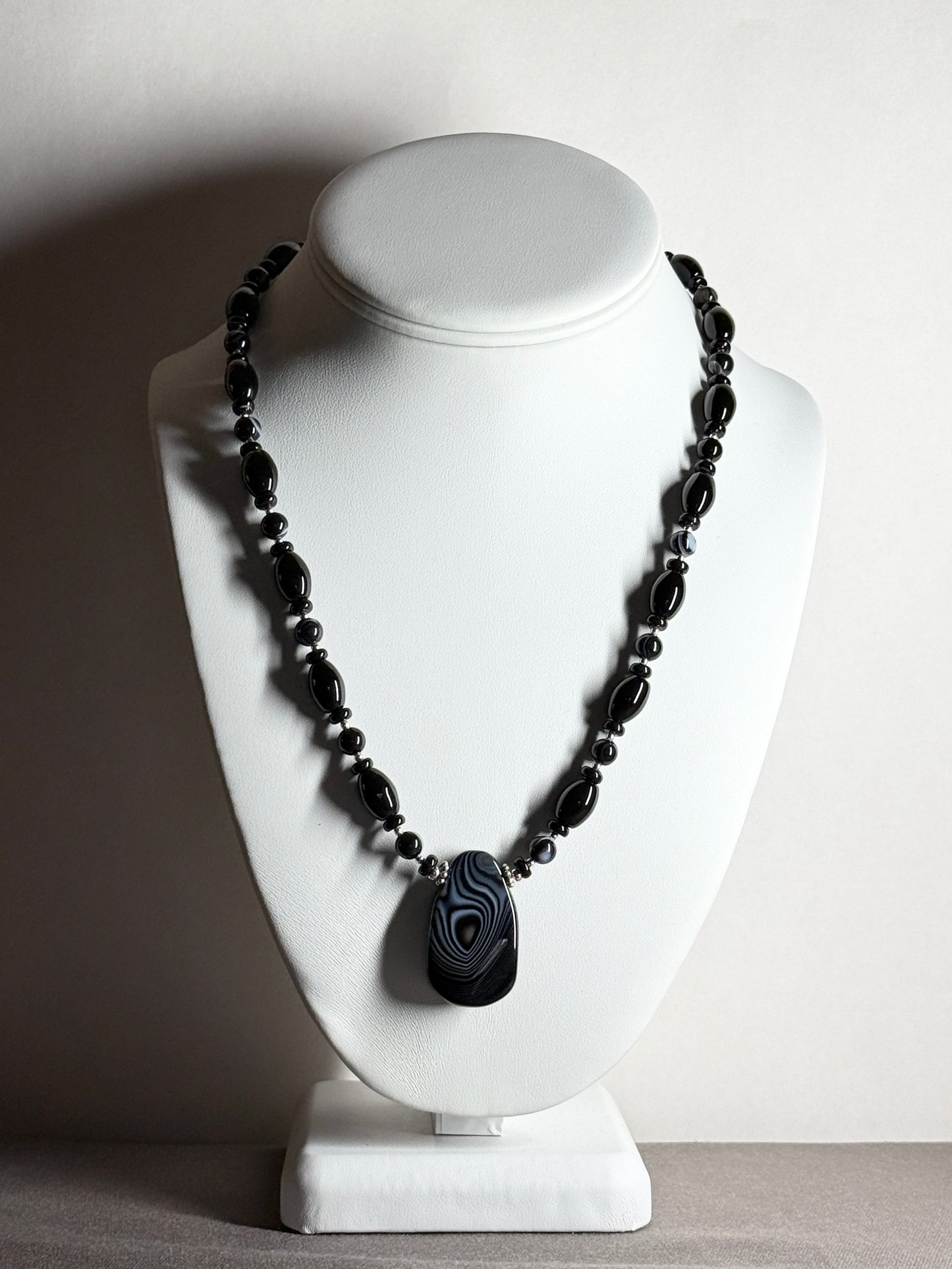 Banded And Black Onyx Necklace