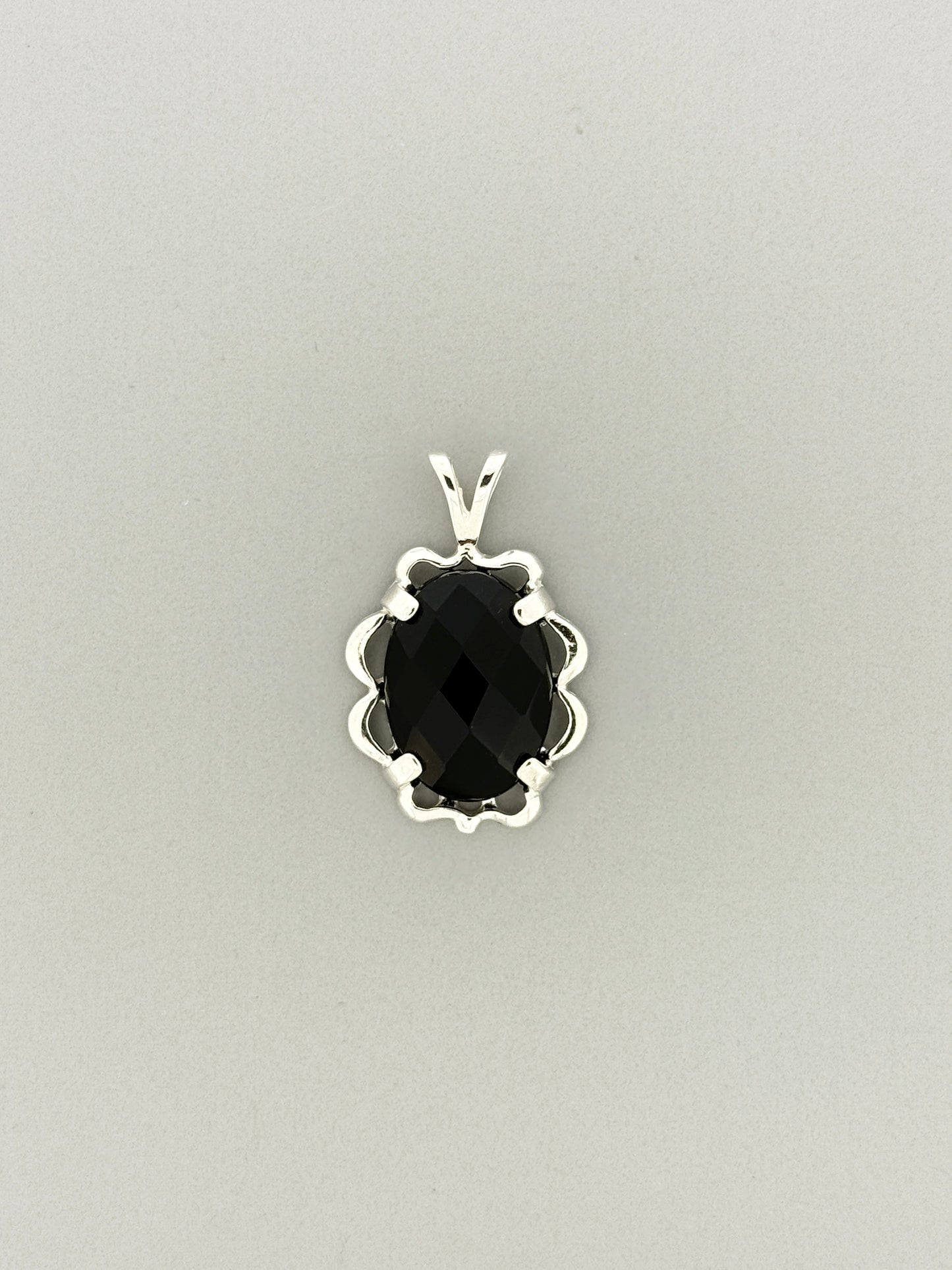 Black Onyx Pendant, Faceted