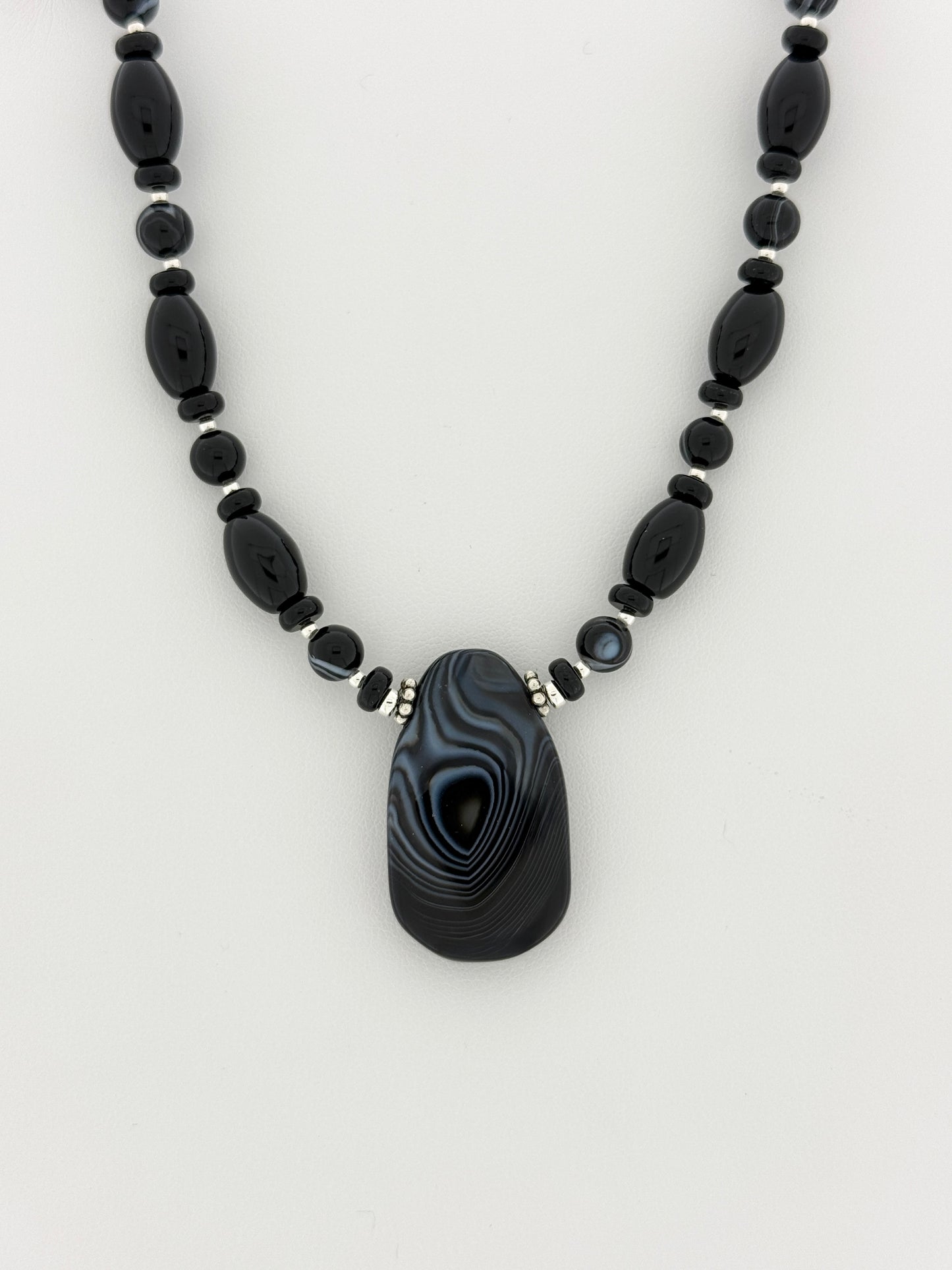 Banded And Black Onyx Necklace