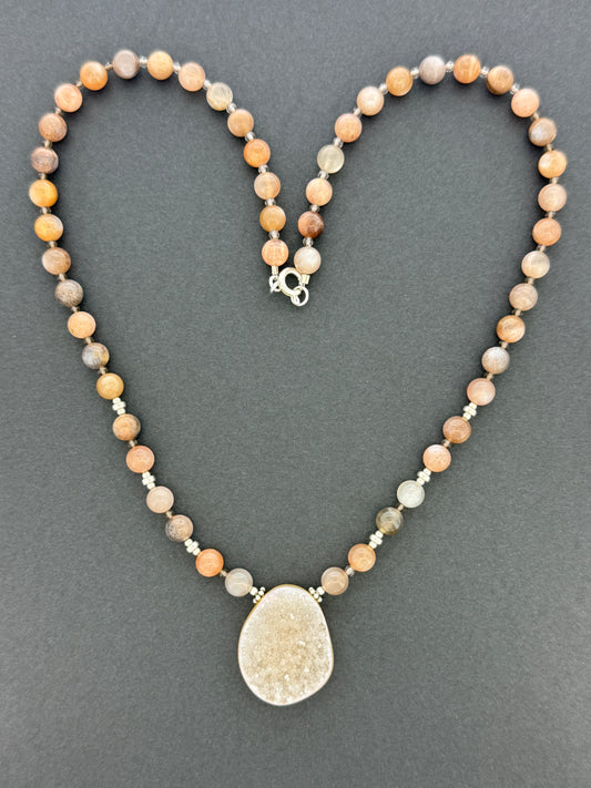 Agate And Black Sunstone Necklace