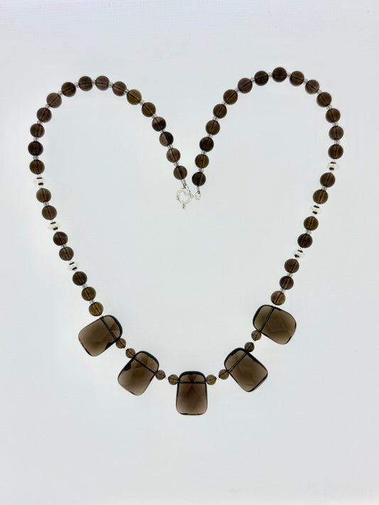 Smoky Quartz Necklace, Faceted