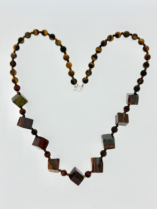 Tiger Iron And Red Jasper Necklace
