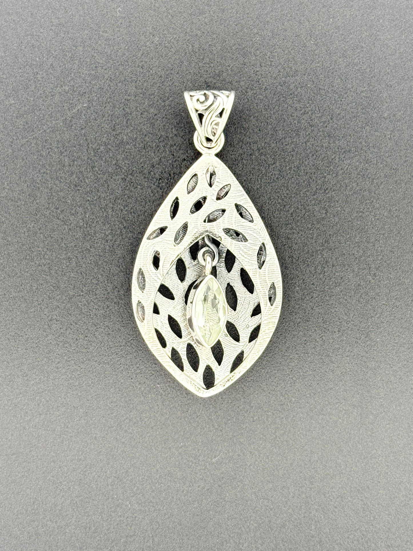Prasiolite Pendant with Faceted Stone