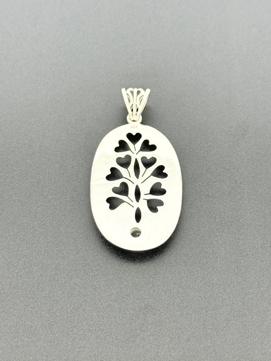 Blue Topaz Pendant, Tree with Faceted Stone