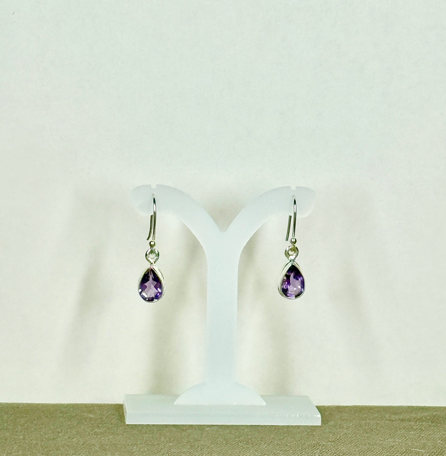 Amethyst Earrings with Faceted Stones