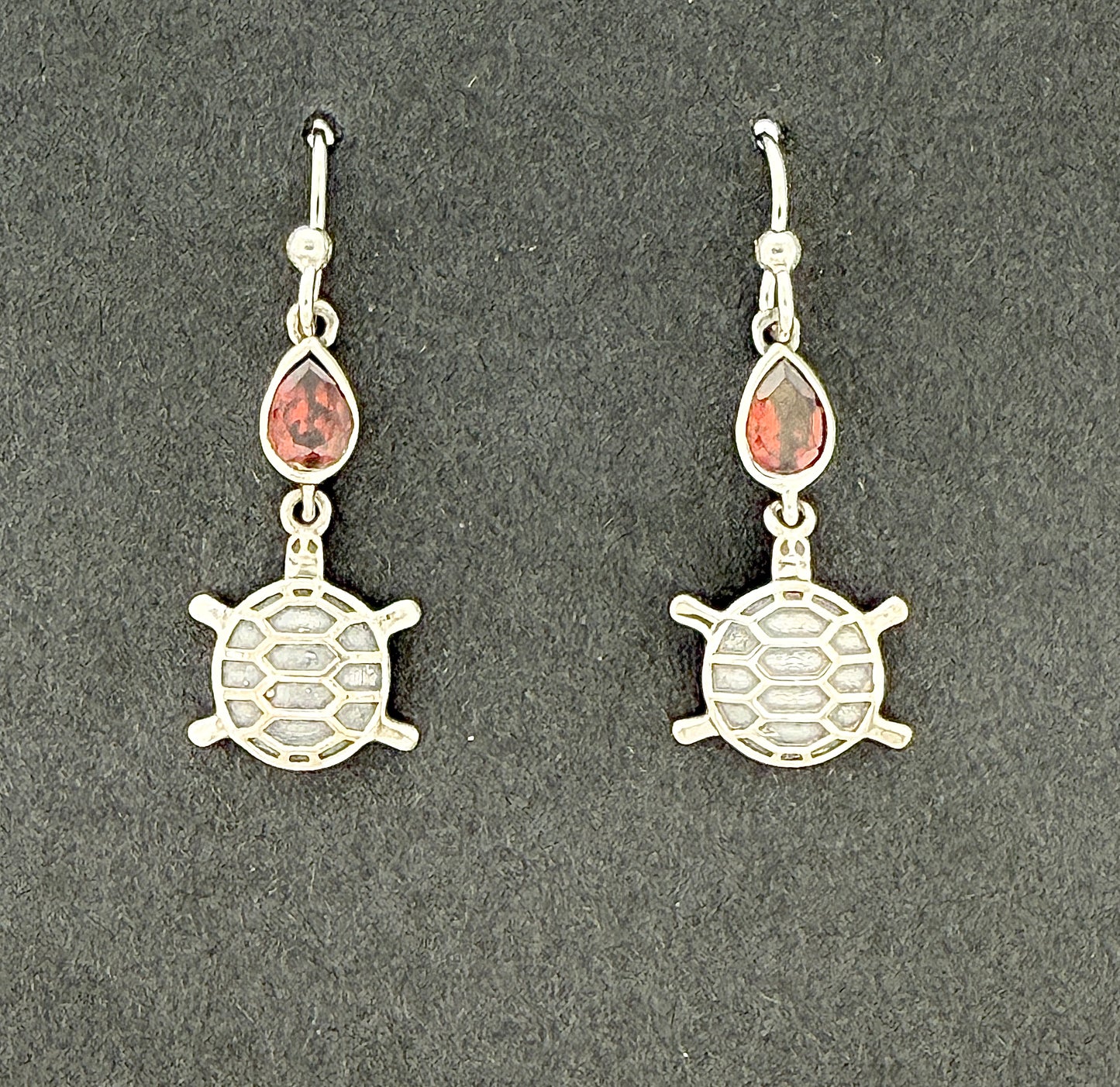 Garnet Earrings with Faceted Stones, Turtle