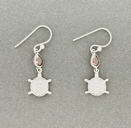 Garnet Earrings with Faceted Stones, Turtle