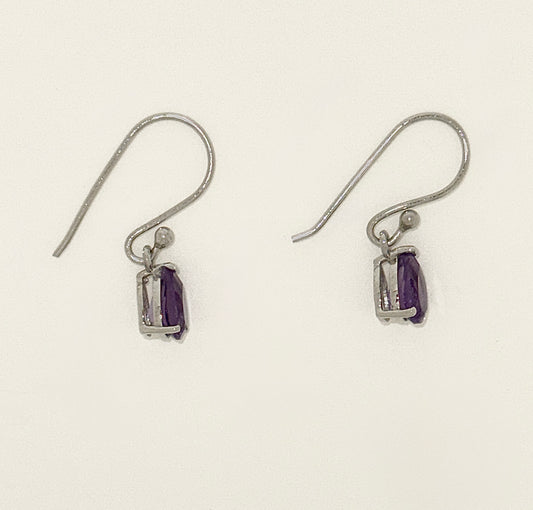 Amethyst Earrings with Faceted Stones