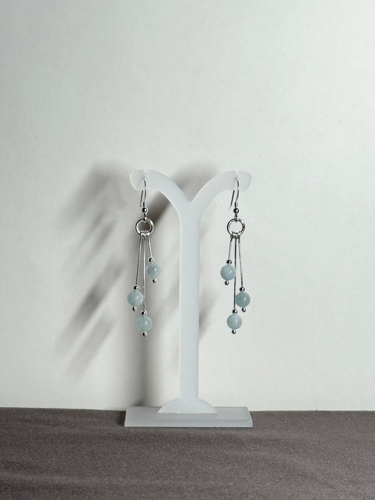 Aquamarine Earrings, Tri-dangle