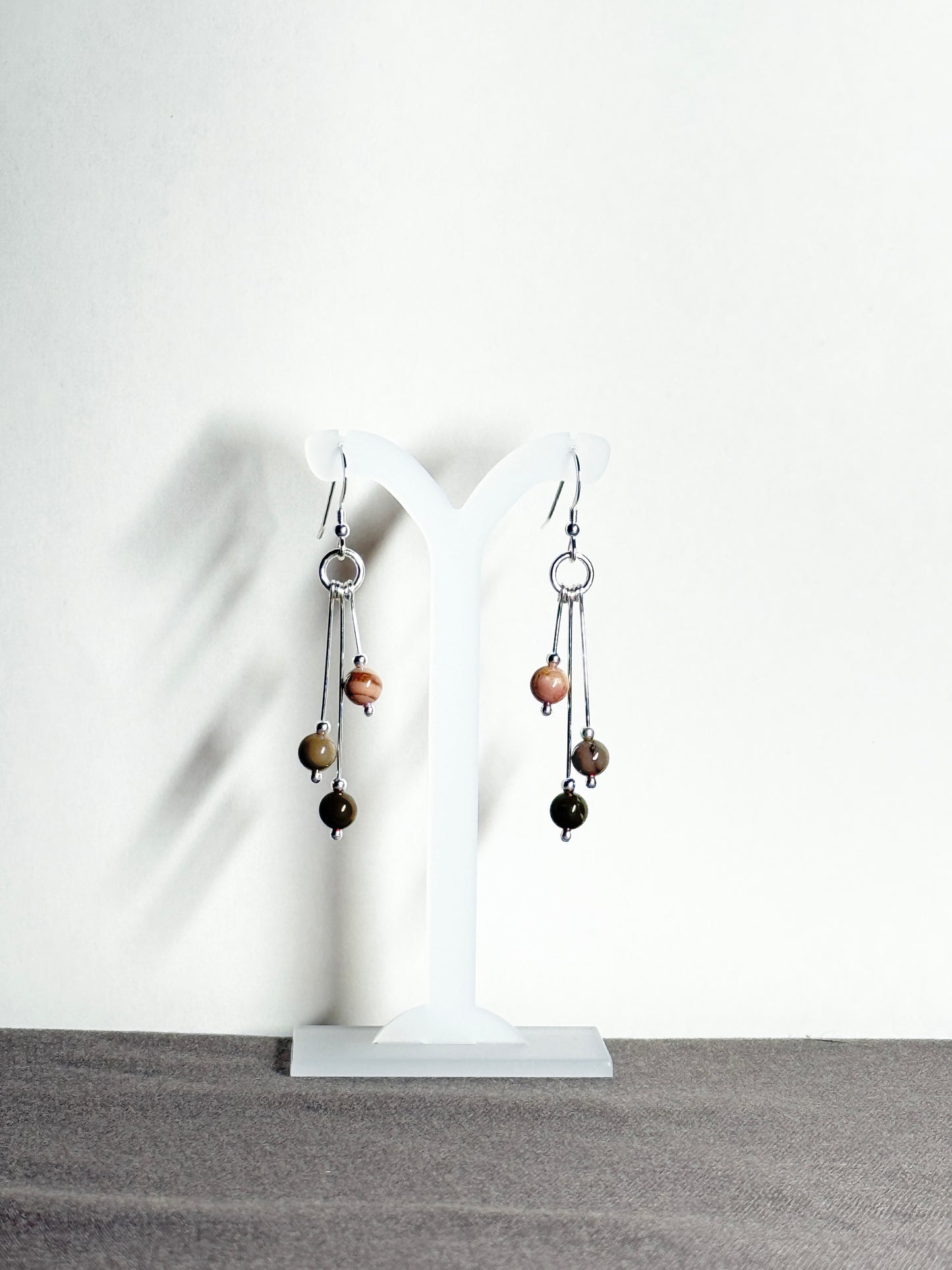 Imperial Jasper Earrings, Tri-dangle