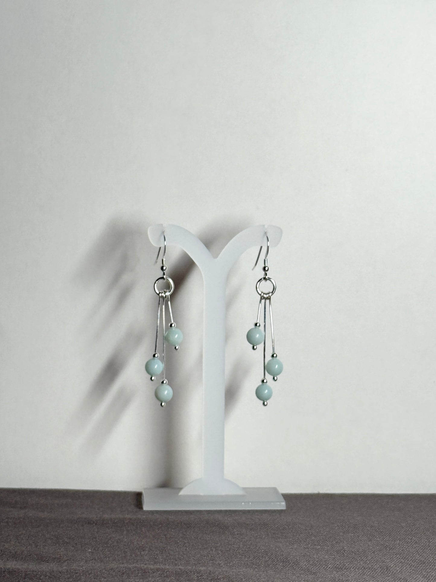 Amazonite Earrings, Tri-dangle