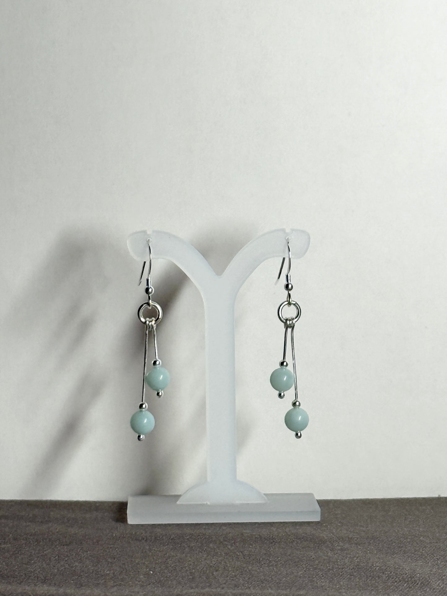 Amazonite Earrings, Bi-dangle