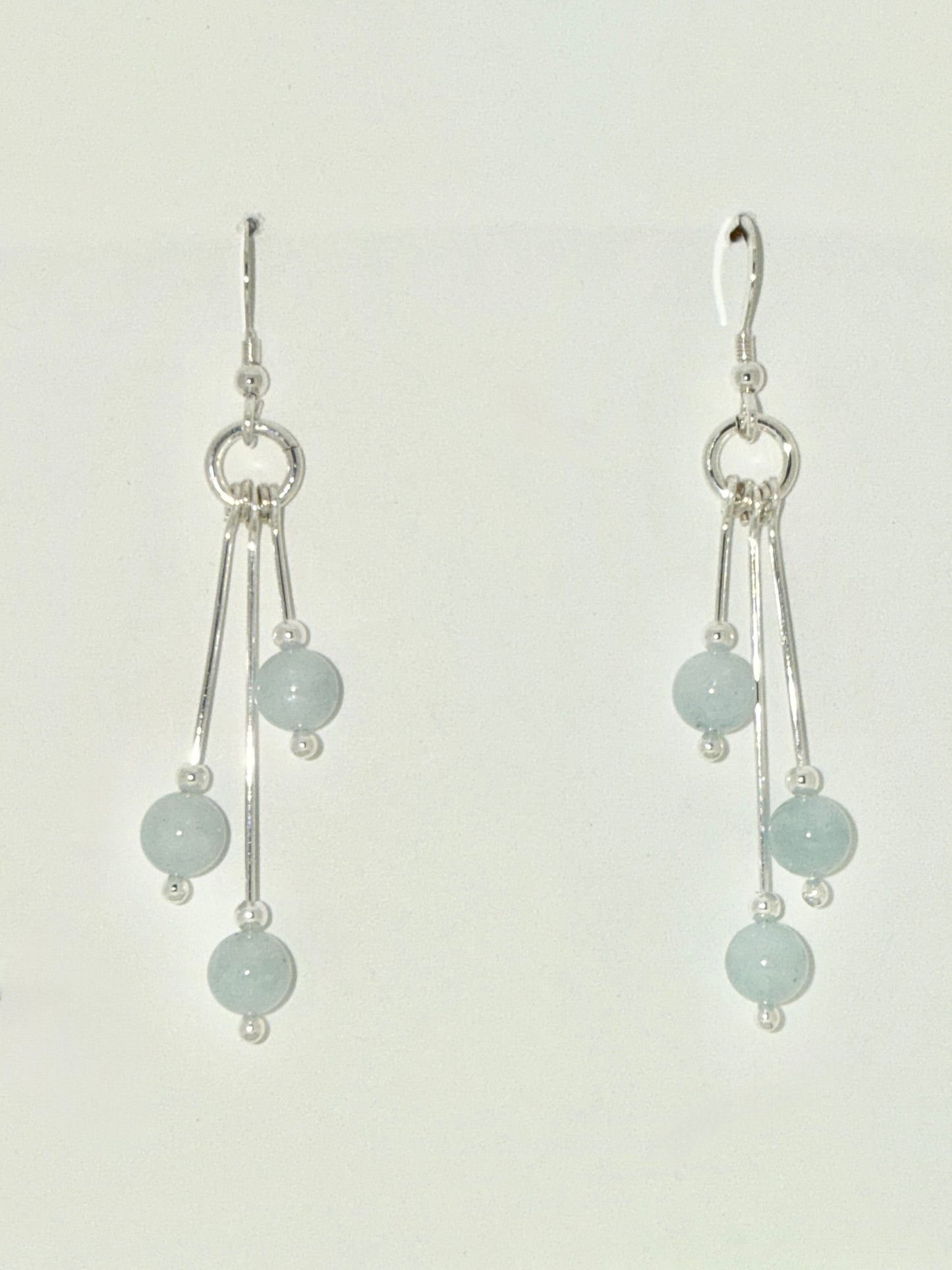 Aquamarine Earrings, Tri-dangle