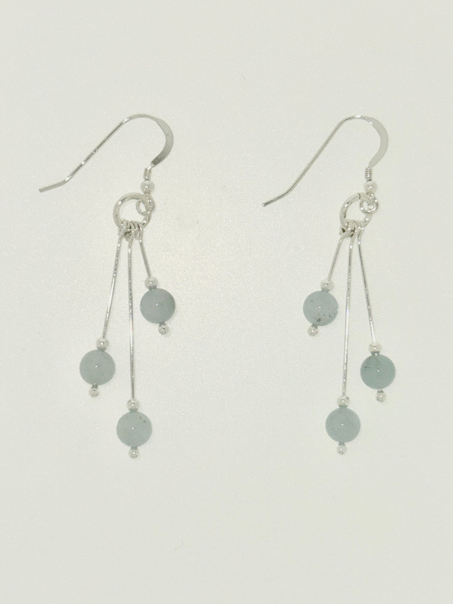 Aquamarine Earrings, Tri-dangle