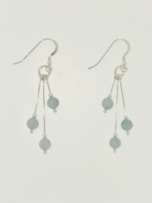 Aquamarine Earrings, Tri-dangle
