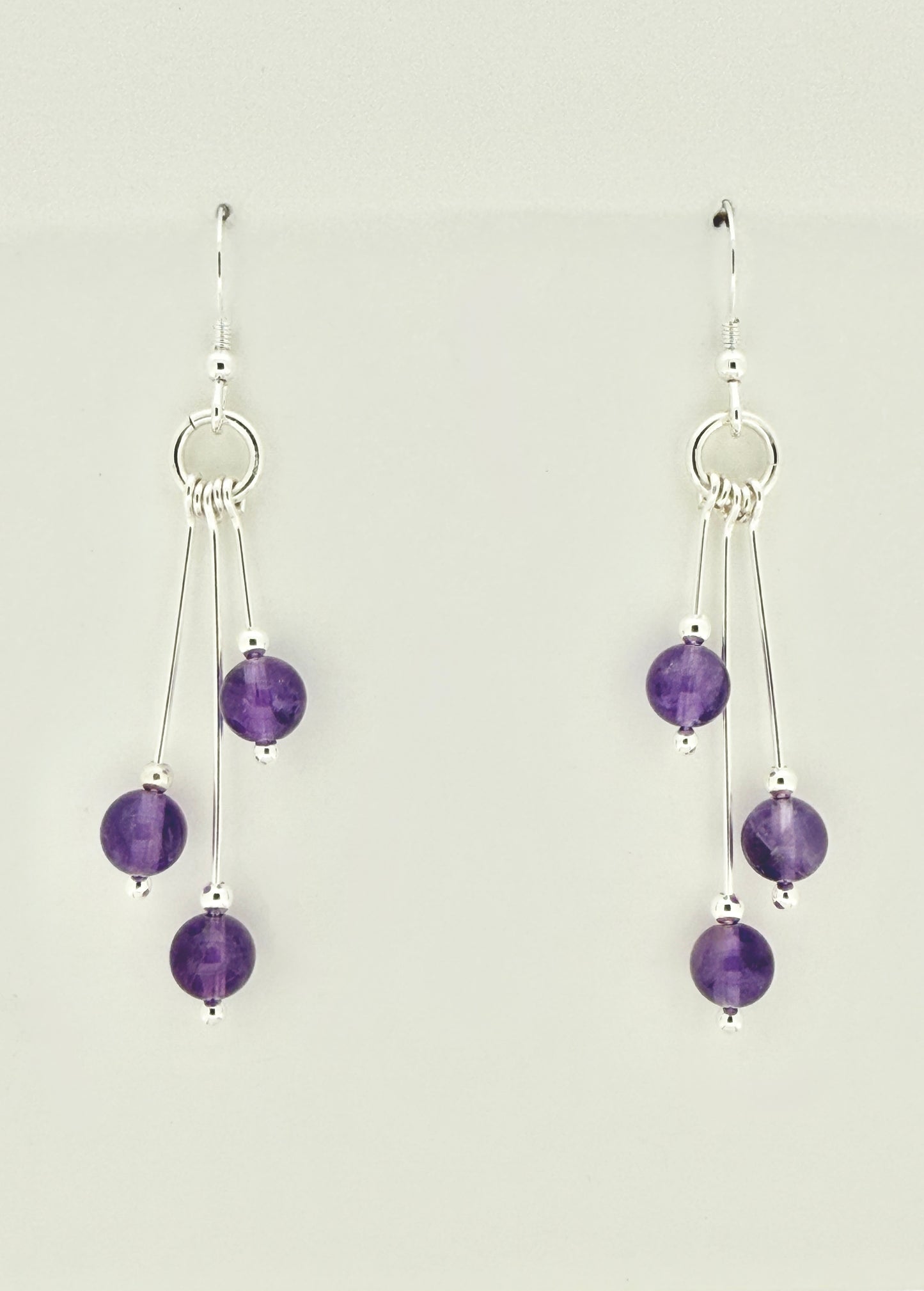 Amethyst Earrings, Tri-dangle