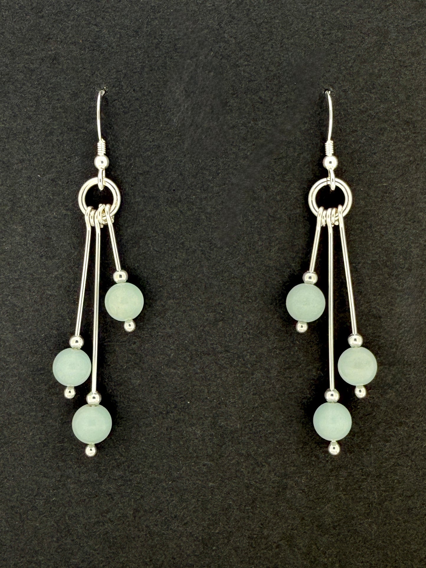 Amazonite Earrings, Tri-dangle