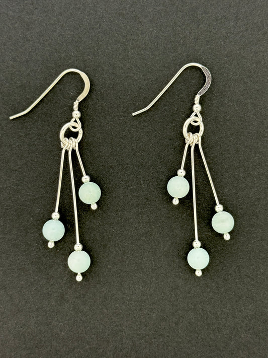 Amazonite Earrings, Tri-dangle
