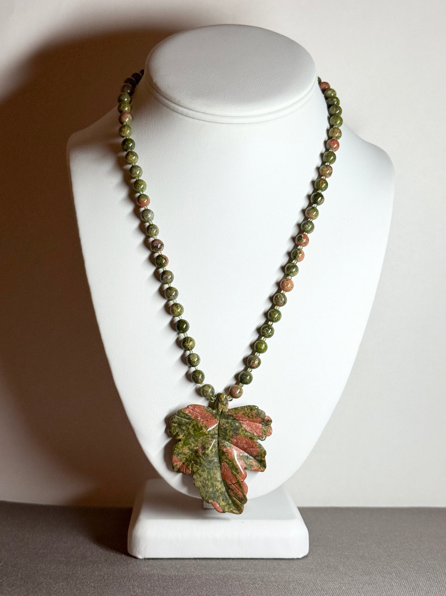 Unakite Necklace, Leaf