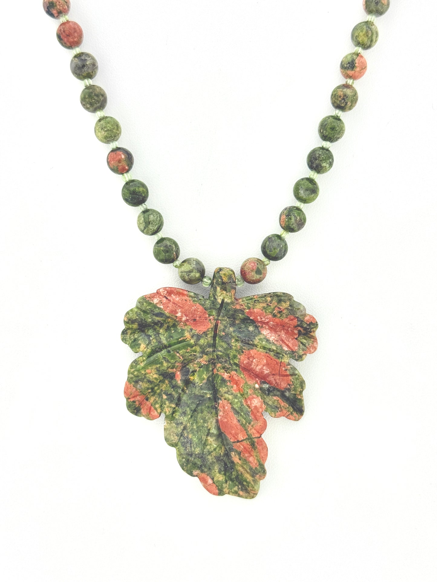 Unakite Necklace, Leaf