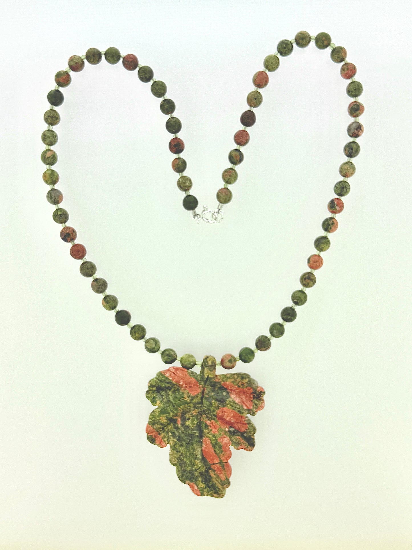 Unakite Necklace, Leaf