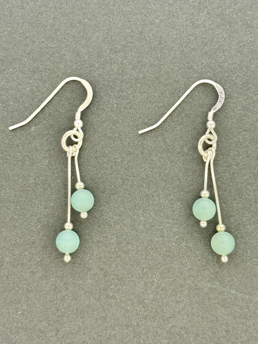 Amazonite Earrings, Bi-dangle