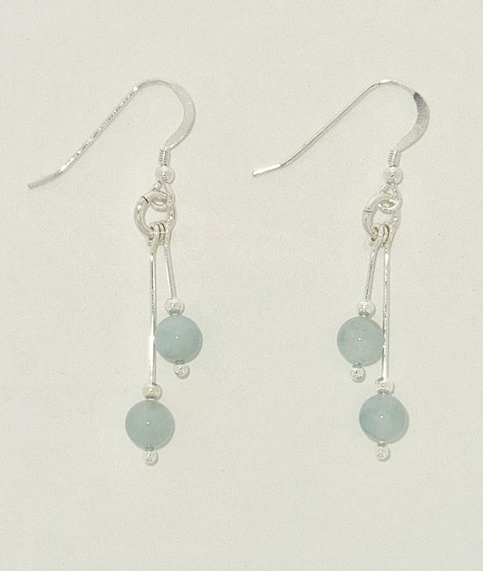 Aquamarine Earrings, Bi-dangle