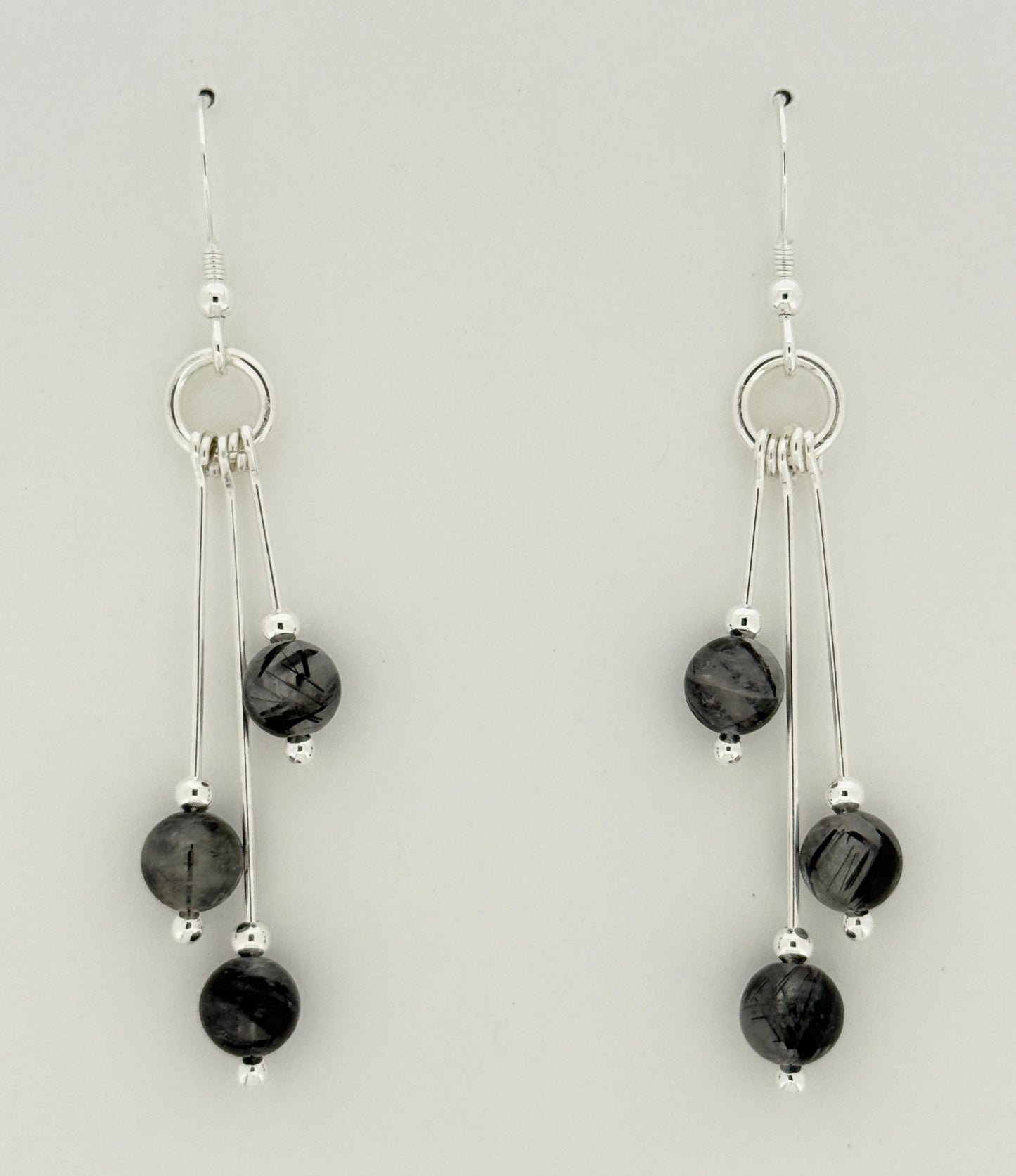 Tourmalinated Quarz Earrings, Tri-dangle