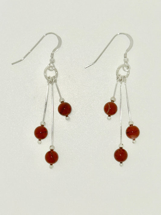 Red River Jasper Earrings, Tri-dangle