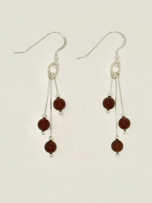 Carnelian Earrings, Tri-dangle