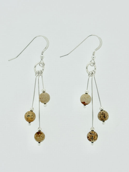 Picture Jasper Earrings, Tri-dangle