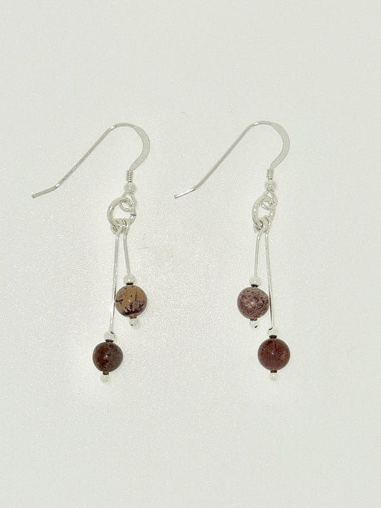 Sonora Desert Jasper Earrings, Bi-dangle