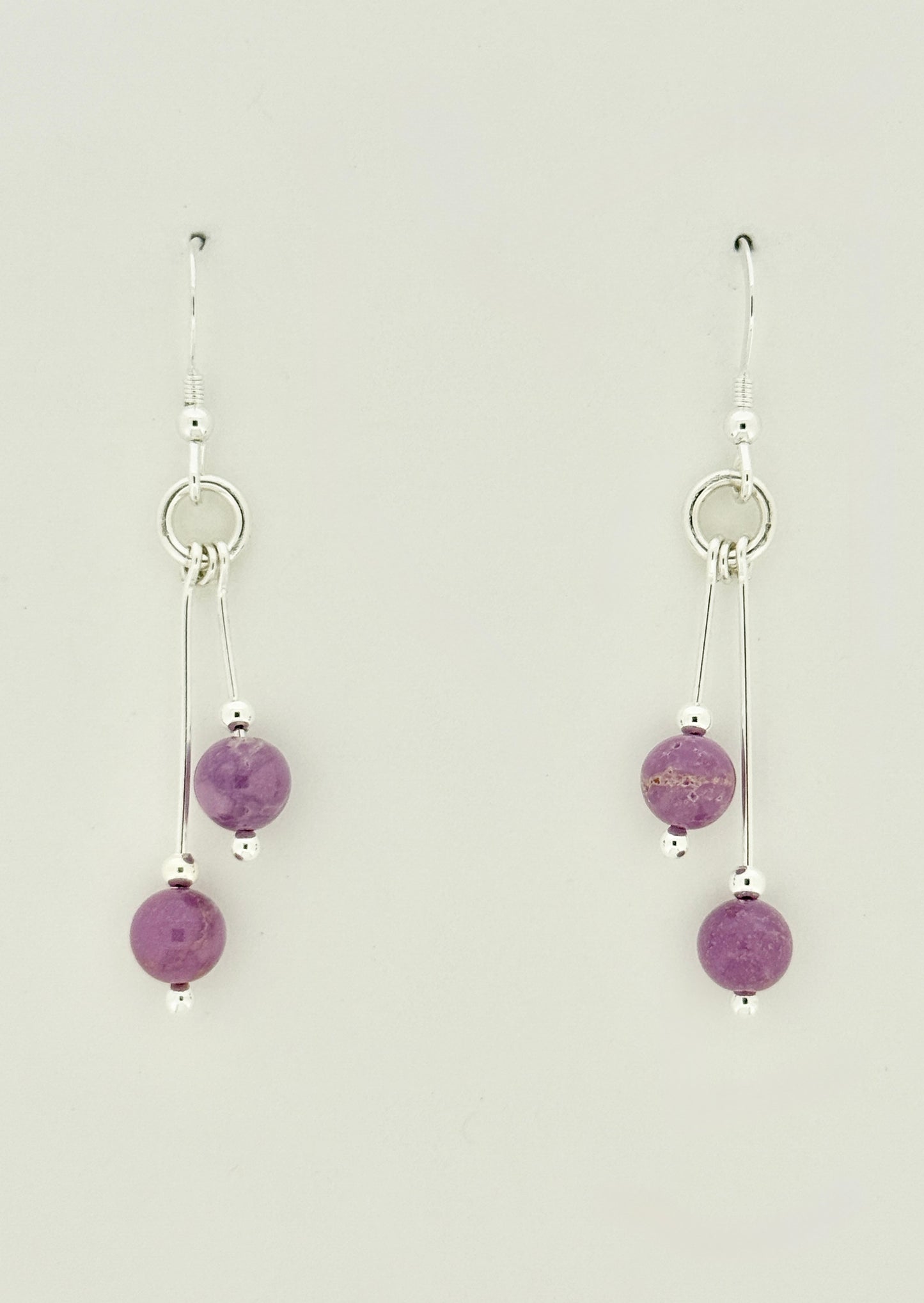 Phosphosiderite Earrings, Bi-dangle
