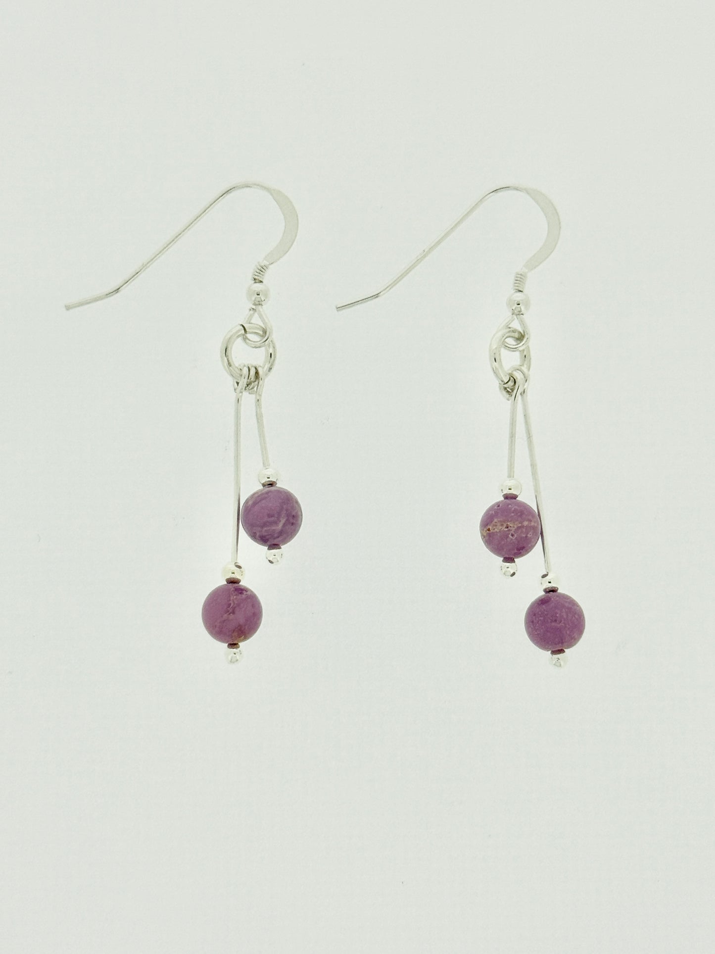 Phosphosiderite Earrings, Bi-dangle