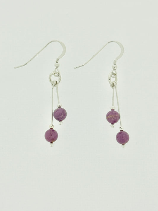 Phosphosiderite Earrings, Bi-dangle