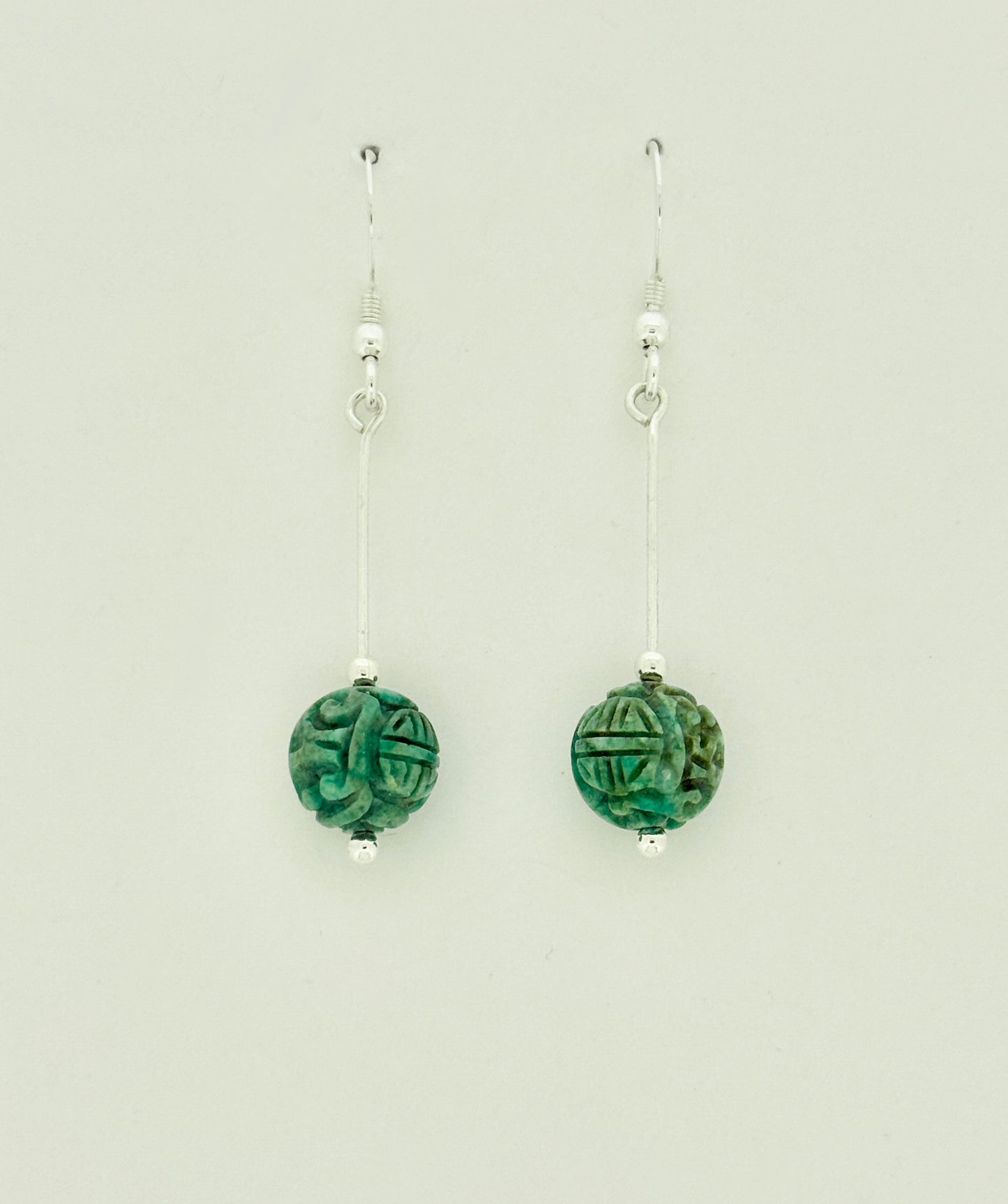 Turquoise Earrings with Carved Stones