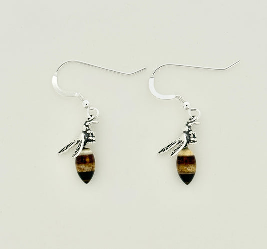 Amber Earrings, Bees