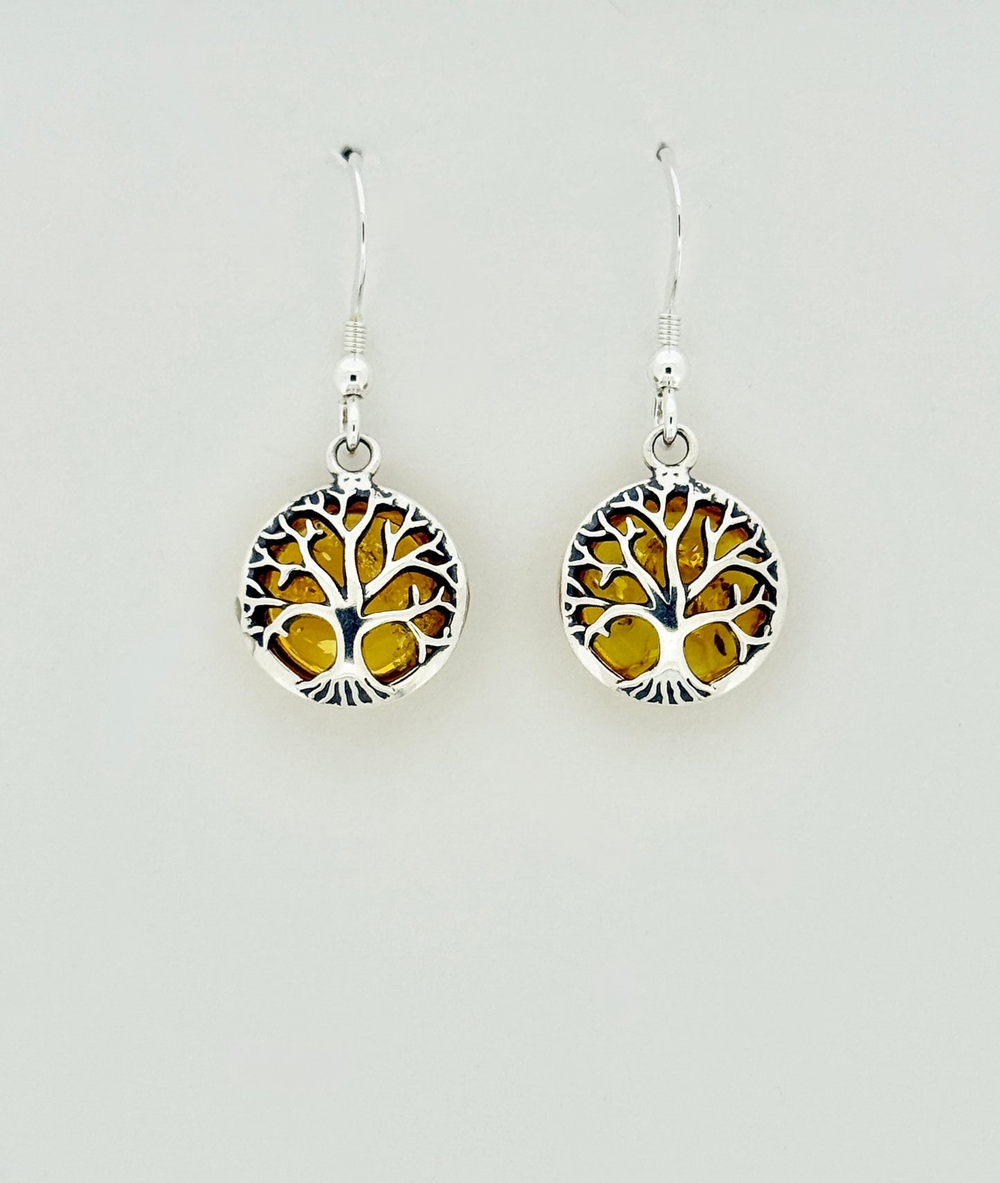 Amber Earrings, Tree of Life