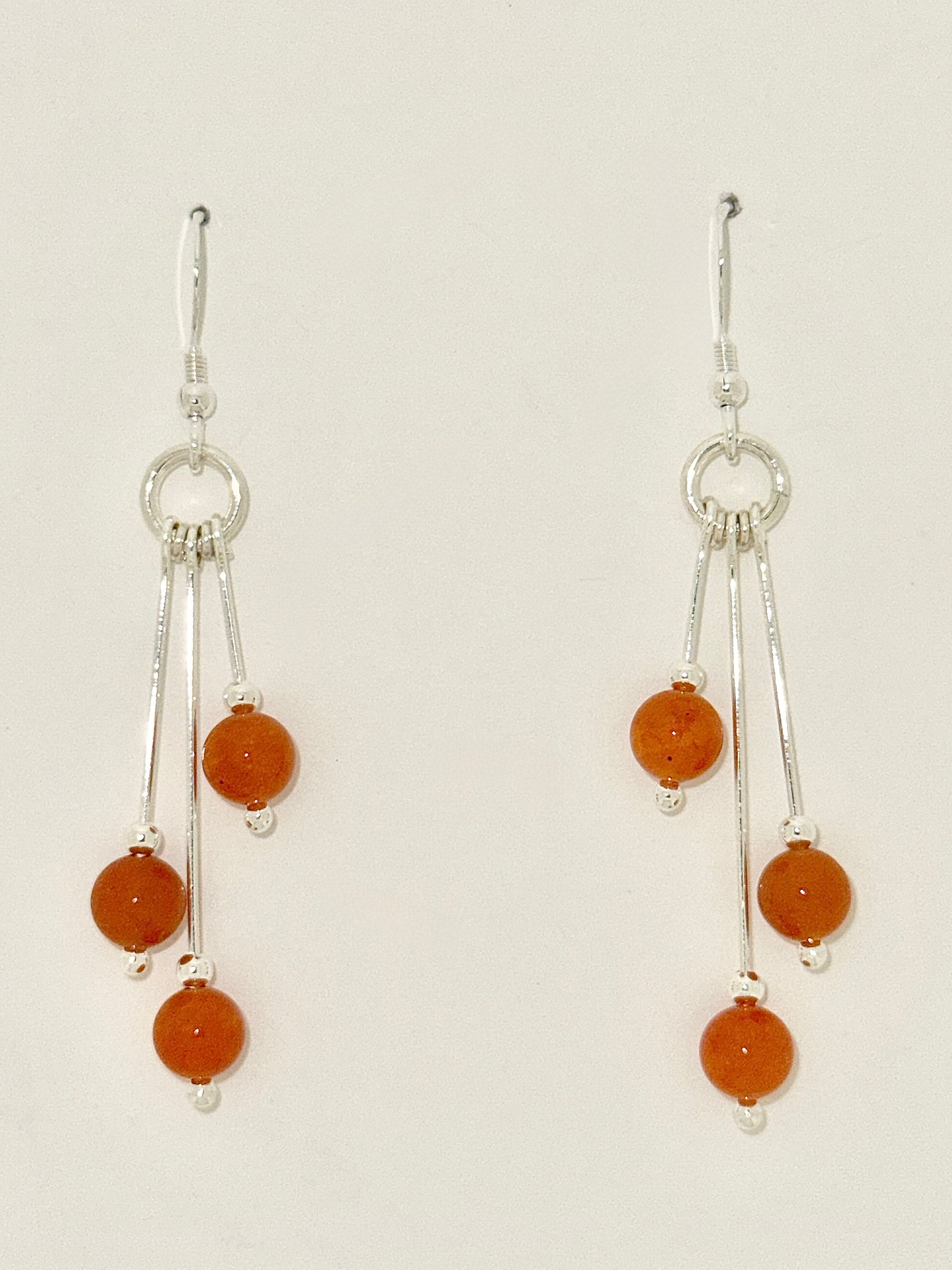 Red Aventurine Earrings, Tri-dangle