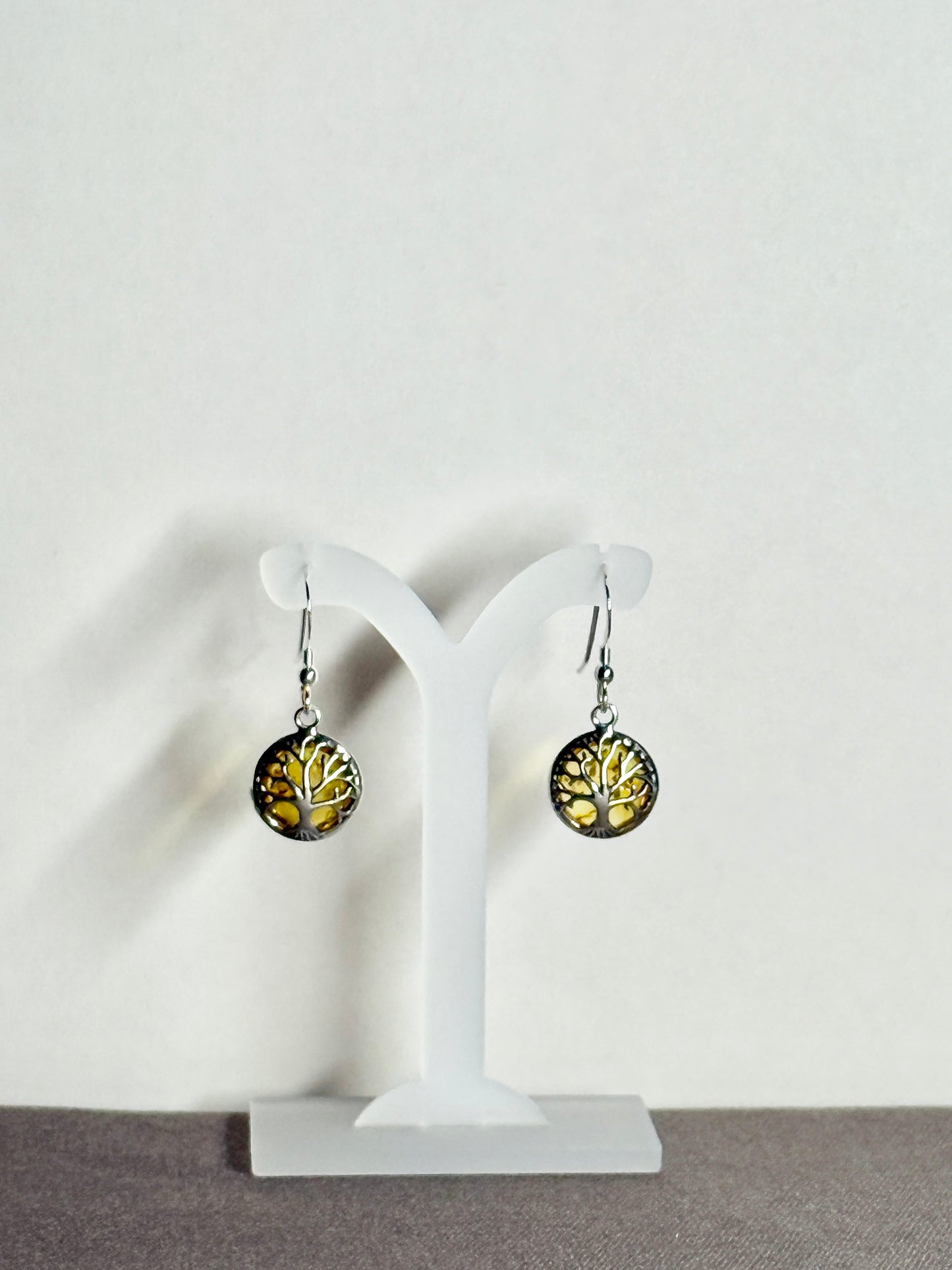 Amber Earrings, Tree of Life