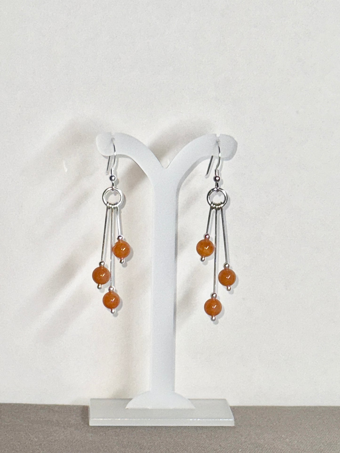 Red Aventurine Earrings, Tri-dangle