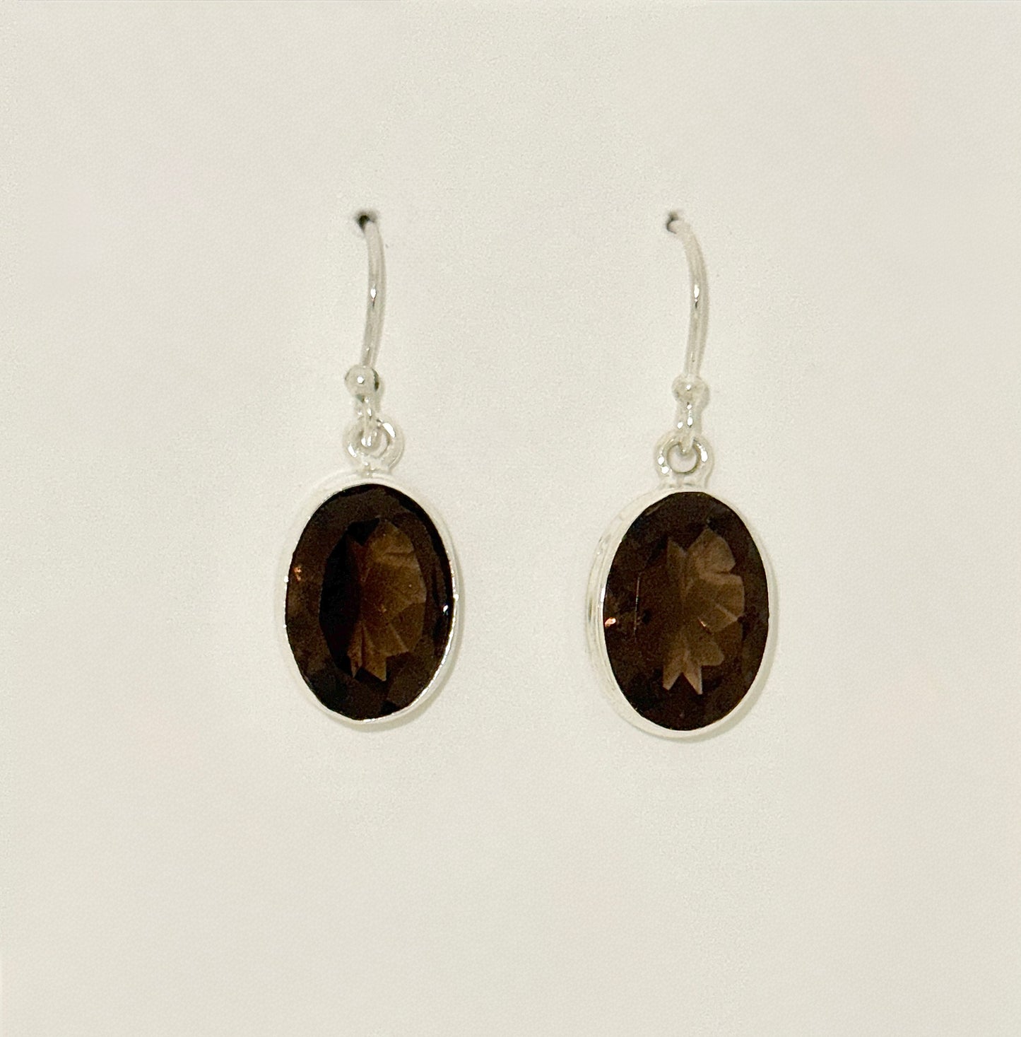Smokey Quartz Earrings with Faceted Stones